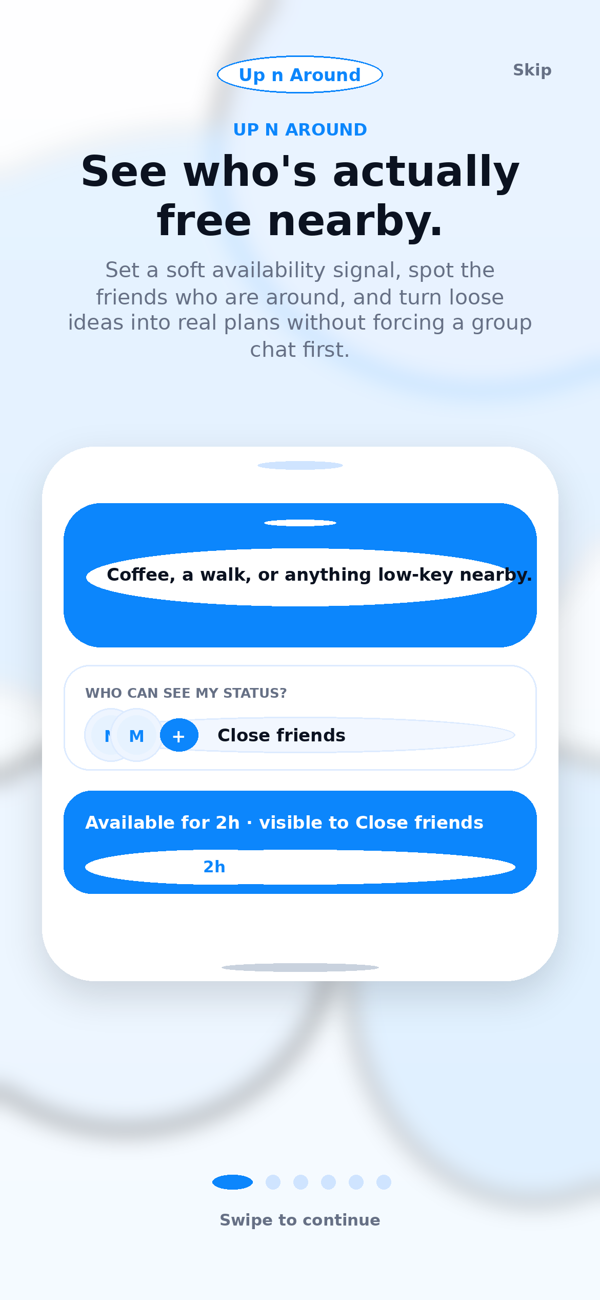 Walkthrough screen for setting your availability